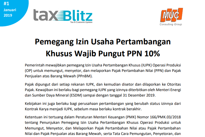 Pemegang Izin Usaha Pertambangan Khusus Wajib Pungut PPN 10%